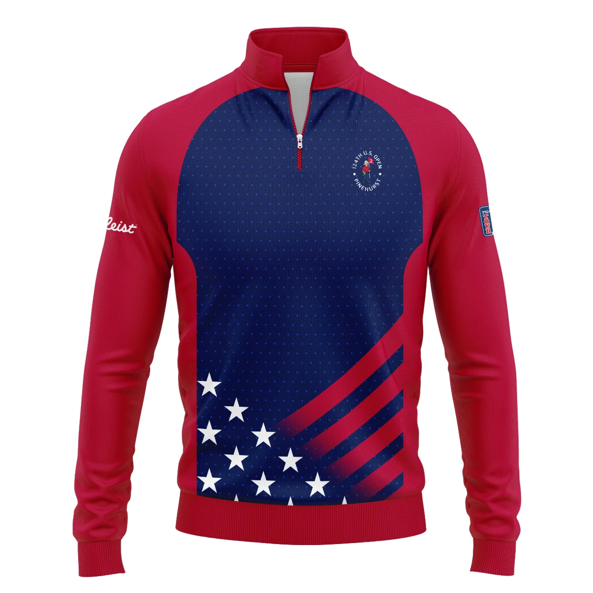 Titleist 124th U.S. Open Pinehurst Star White Dark Blue Red Background Vneck Polo Shirt Style Classic Polo Shirt For Men