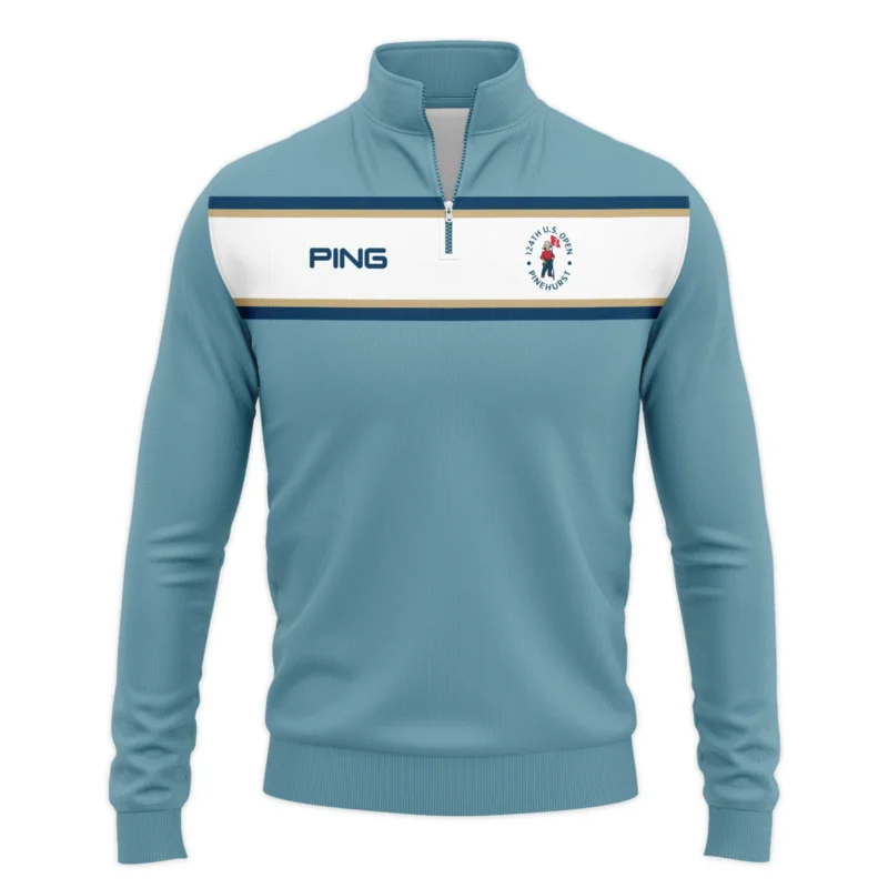 124th U.S. Open Pinehurst Golf Sport Mostly Desaturated Dark Blue Yellow Ping Quarter-Zip Jacket Style Classic