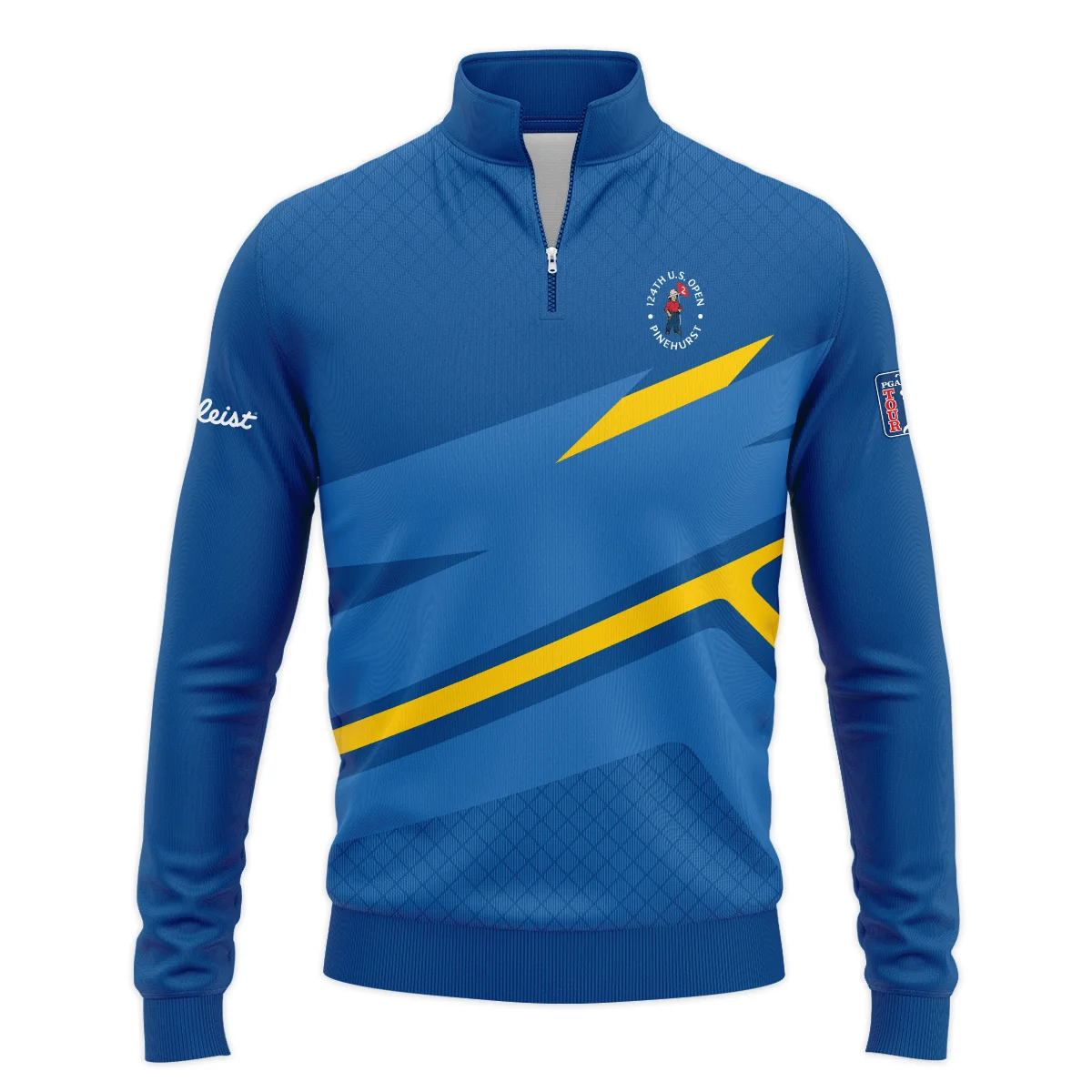 Titleist 124th U.S. Open Pinehurst Blue Yellow Mix Pattern Polo Shirt Style Classic