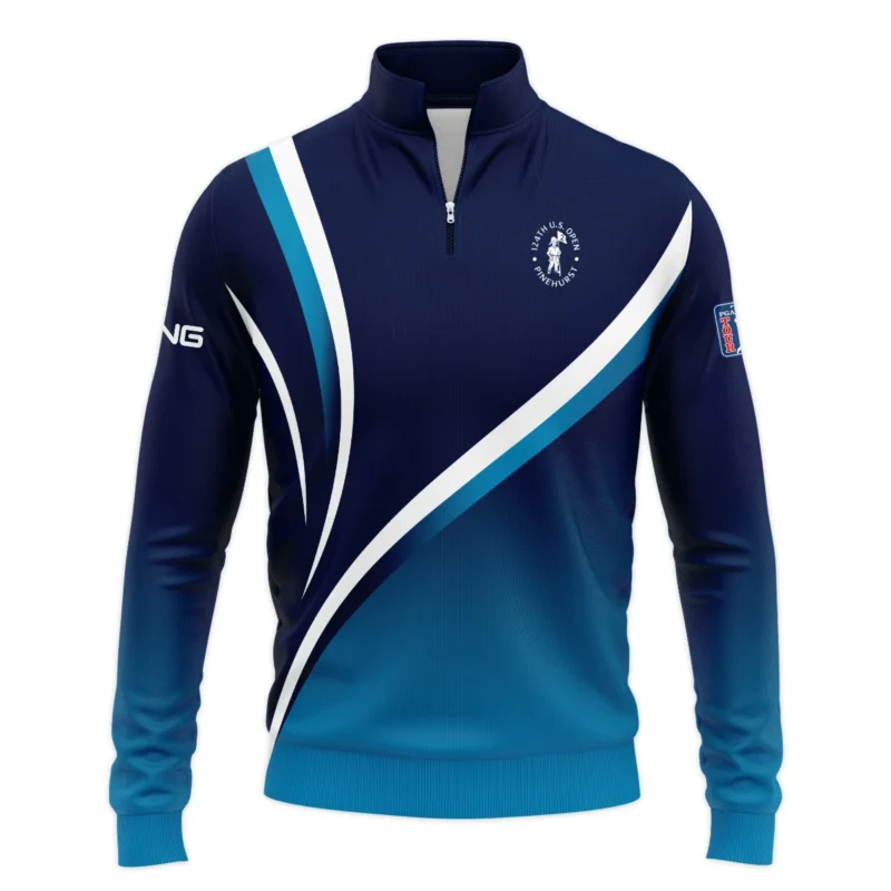 Ping 124th U.S. Open Pinehurst Dark Blue Gradient Abstract White Background  Quarter-Zip Jacket Style Classic