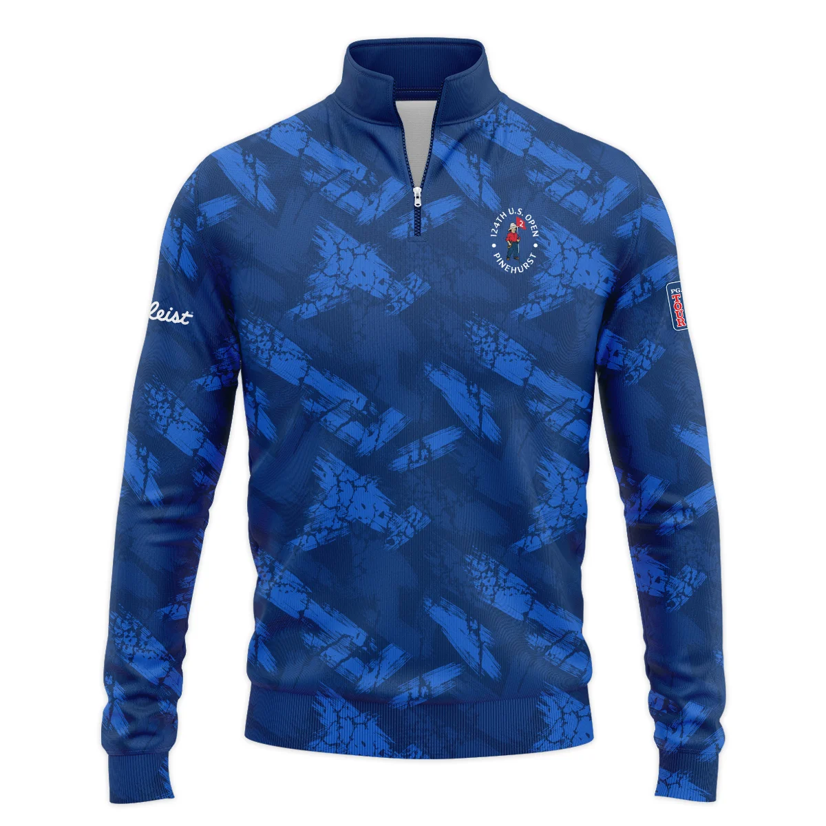124th U.S. Open Pinehurst Titleist Dark Blue Brush Pattern Style Classic, Short Sleeve Round Neck Polo Shirt