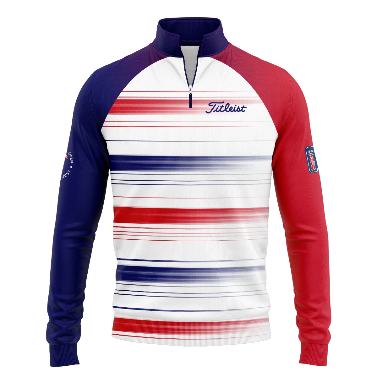 Sport Titleist 124th U.S. Open Pinehurst Long Polo Shirt Straight Lines Blue Red Long Polo Shirt For Men