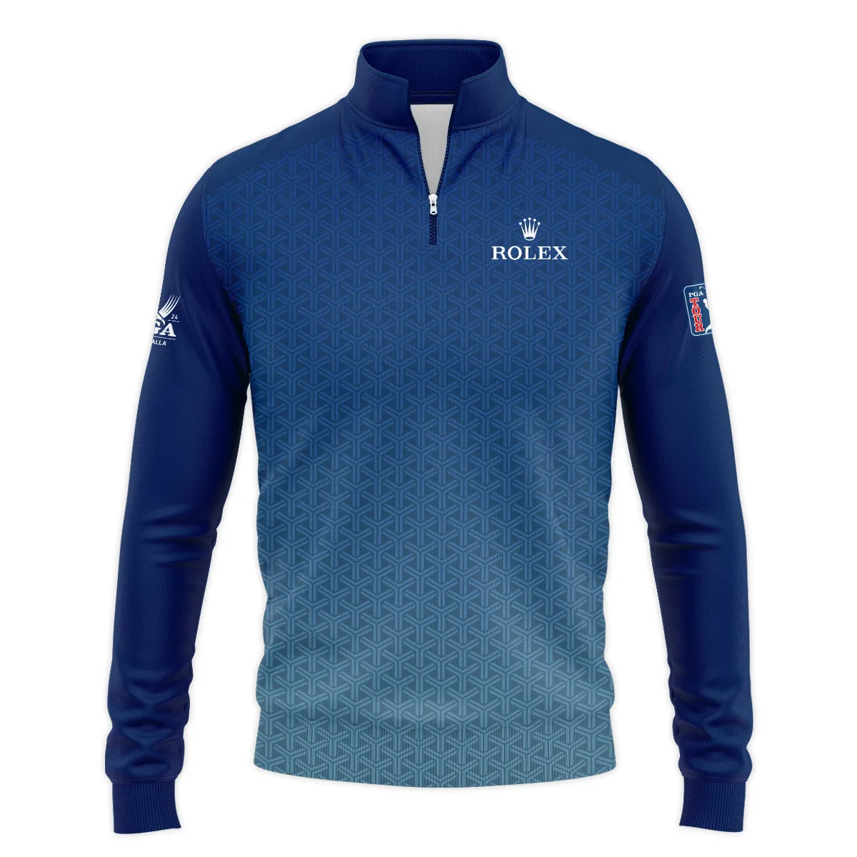 Golf Sport Pattern Blue Sport Uniform 2024 PGA Championship Valhalla Rolex Quarter-Zip Polo Shirt