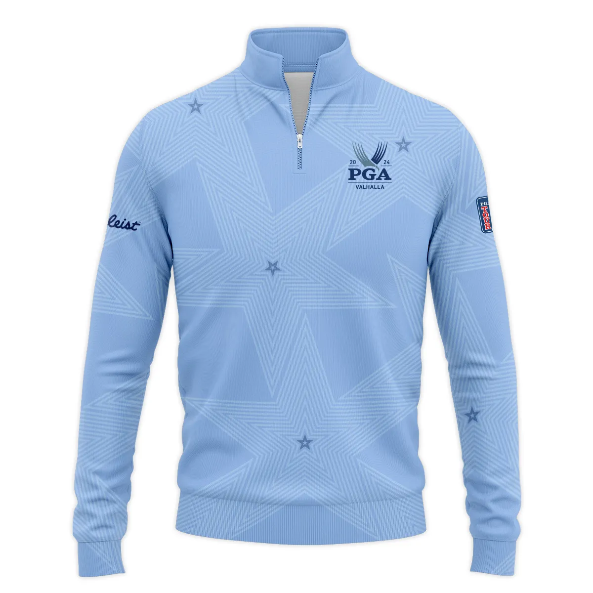Golf Blue Color Star Pattern 2024 PGA Championship Valhalla Titlest Zipper Polo Shirt Style Classic