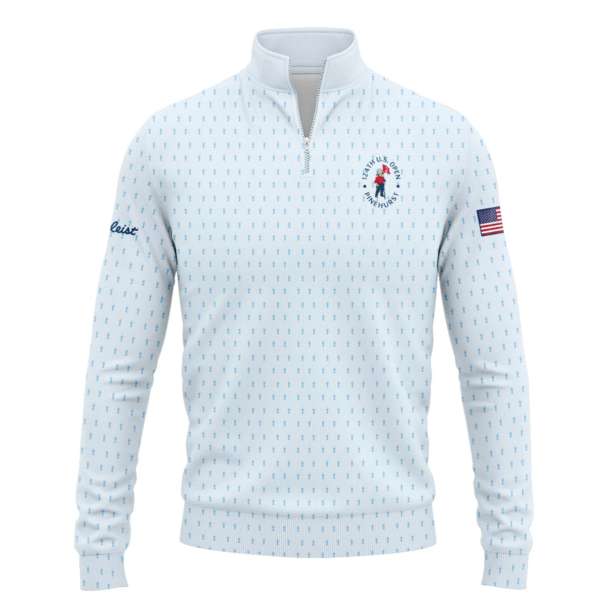 Golf Pattern Light Blue Cup 124th U.S. Open Pinehurst Titleist Long Polo Shirt Style Classic