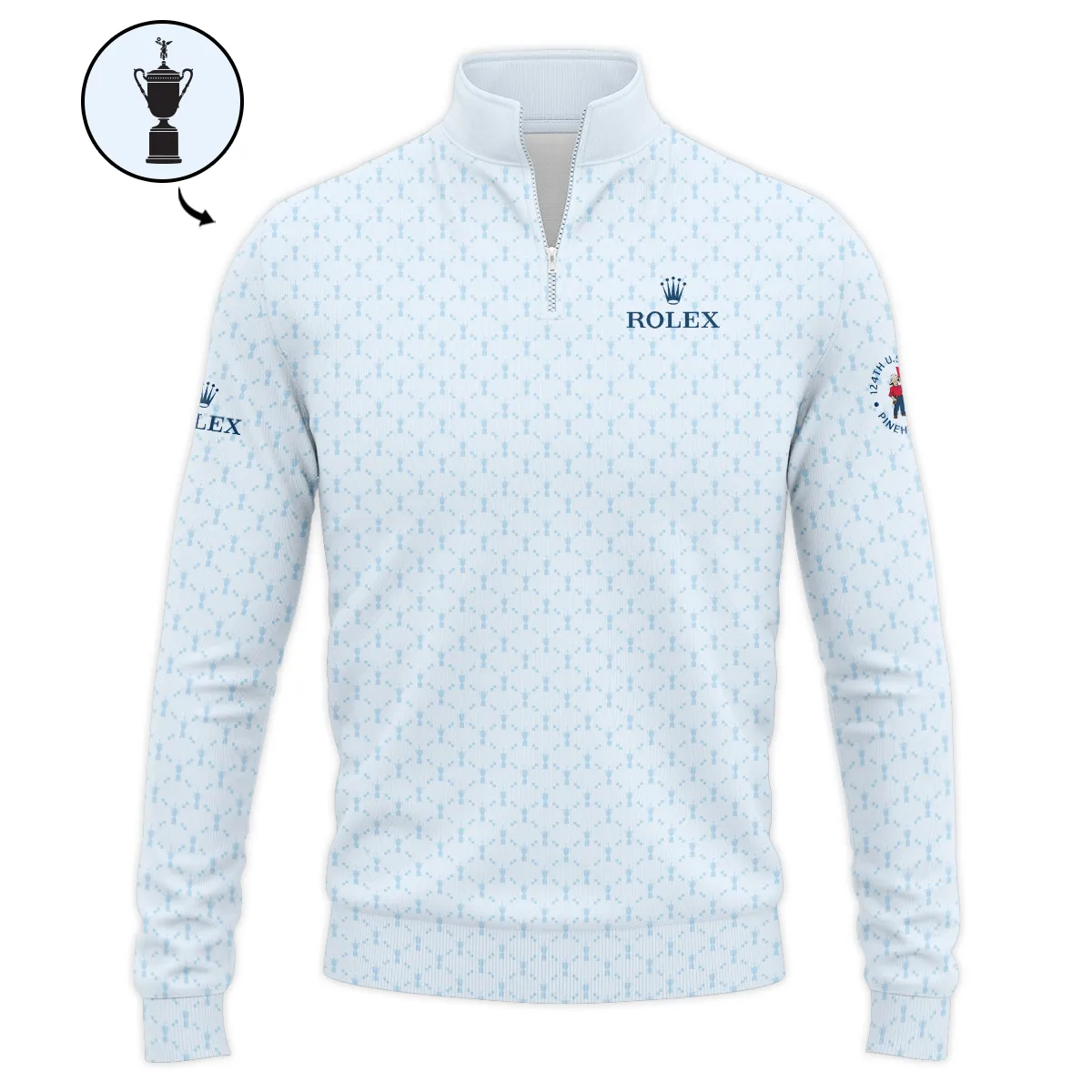 Golf Sport Pattern Blue Sport Uniform 124th U.S. Open Pinehurst Rolex Quarter-Zip Jacket Style Classic