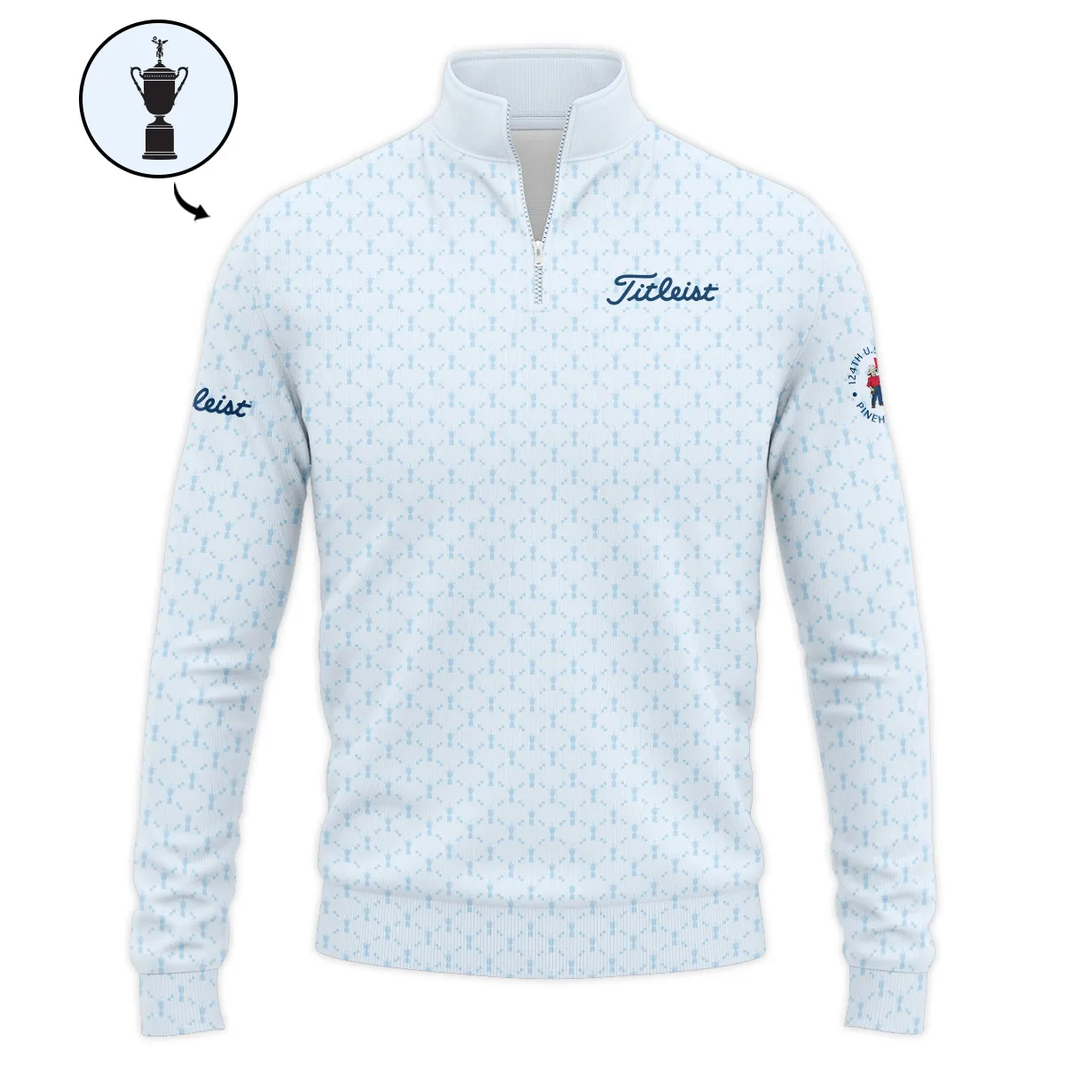 Golf Sport Pattern Blue Sport Uniform 124th U.S. Open Pinehurst Titleist Zipper Polo Shirt Style Classic