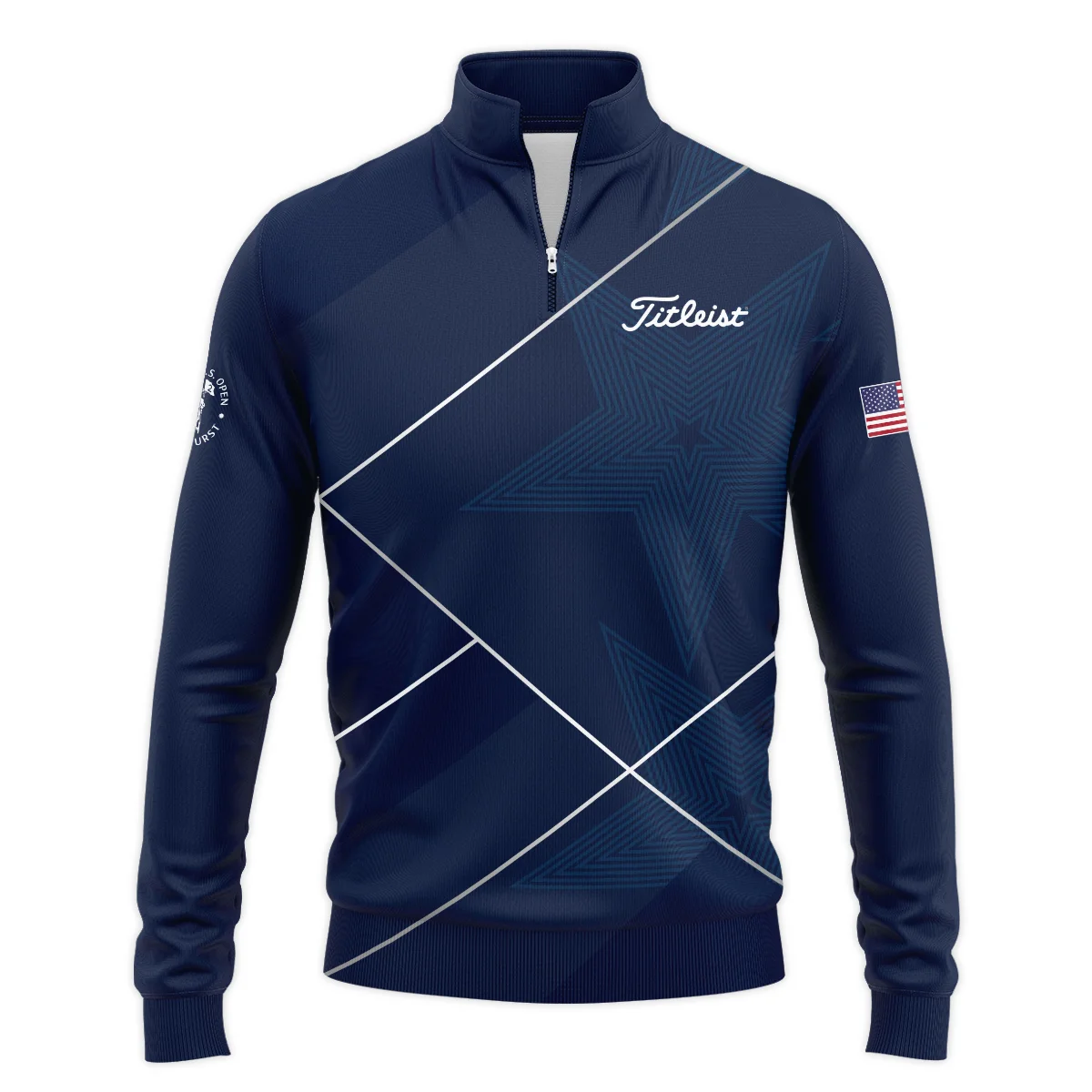 Golf Sport Pattern Blue Mix 124th U.S. Open Pinehurst Titlest Style Classic, Short Sleeve Round Neck Polo Shirt