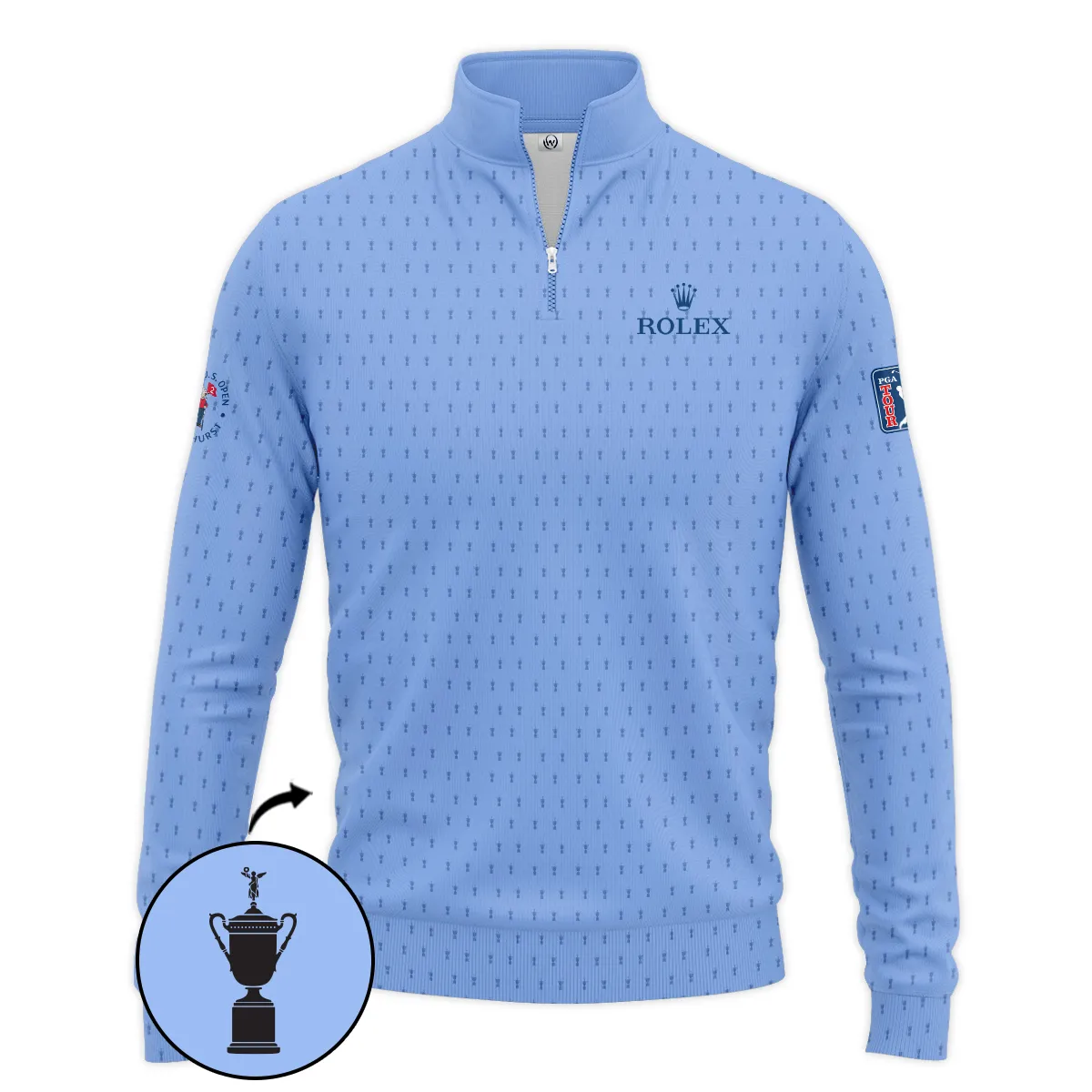 Golf Pattern Cup Blue 124th U.S. Open Pinehurst Pinehurst Rolex Quarter-Zip Jacket Style Classic