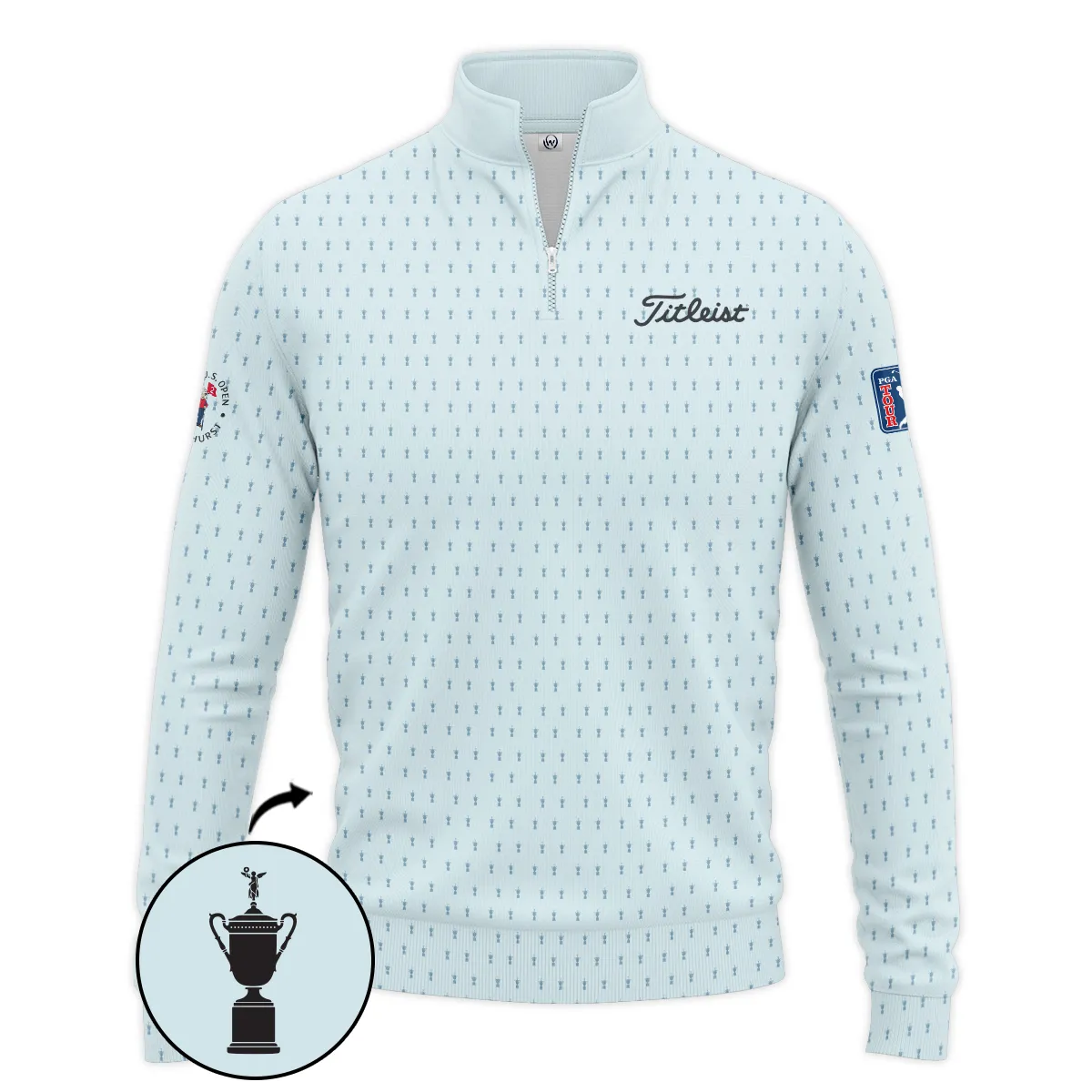 Golf Pattern Cup Light Blue Mix Green 124th U.S. Open Pinehurst Pinehurst Titleist Zipper Hoodie Shirt Style Classic