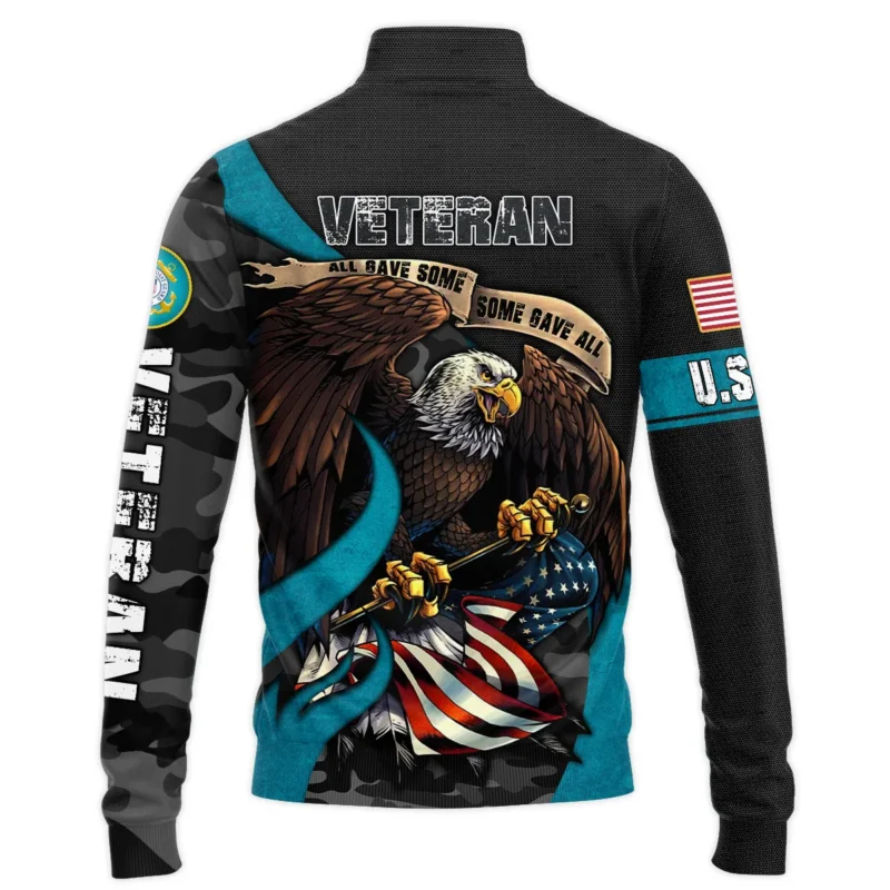 All Gave Some Some Gave All Veteran Eagle Flag U.S. Coast Guard Veterans All Over Prints Quarter-Zip Jacket