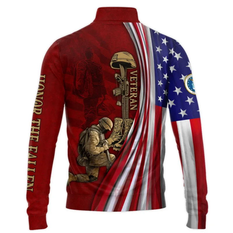 Veteran Us Flag Honor The Fallen U.S. Air Force Veterans All Over Prints Quarter-Zip Jacket