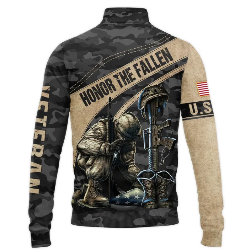 Veteran Camo Honor The Fallen U.S. Coast Guard Veterans All Over Prints Quarter-Zip Jacket