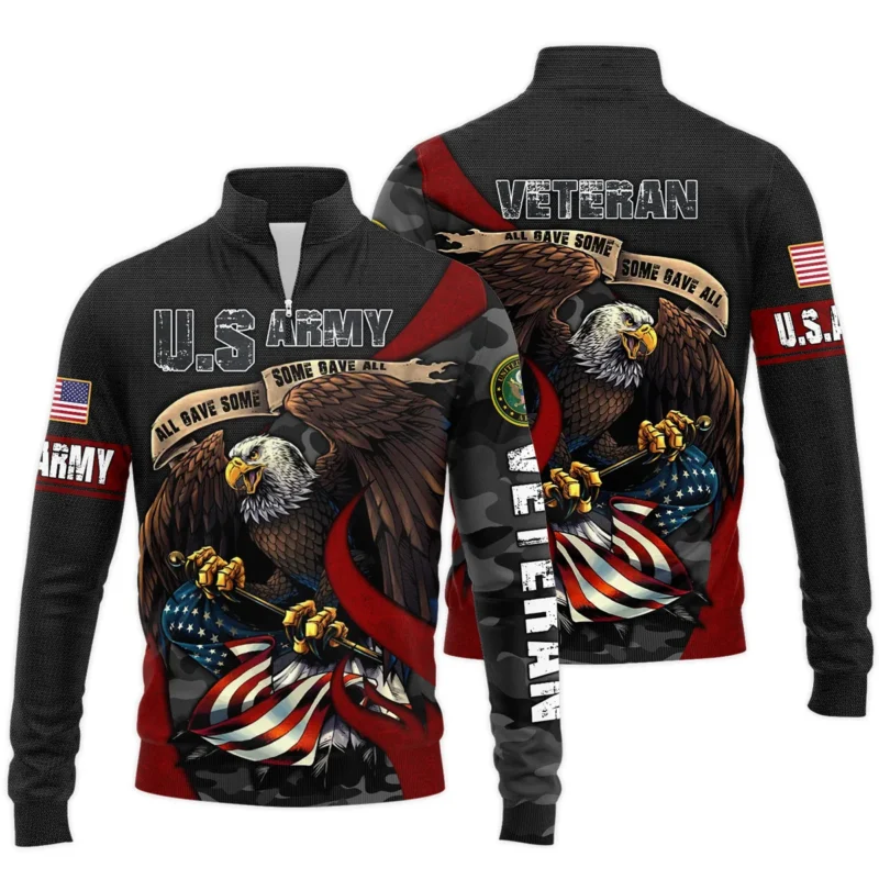 All Gave Some Some Gave All Veteran Eagle Flag U.S. Army Veterans All Over Prints Quarter-Zip Jacket