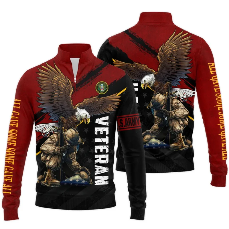 Veteran Eagle All Gave Some Some Gave All U.S. Army Veterans All Over Prints Quarter-Zip Jacket