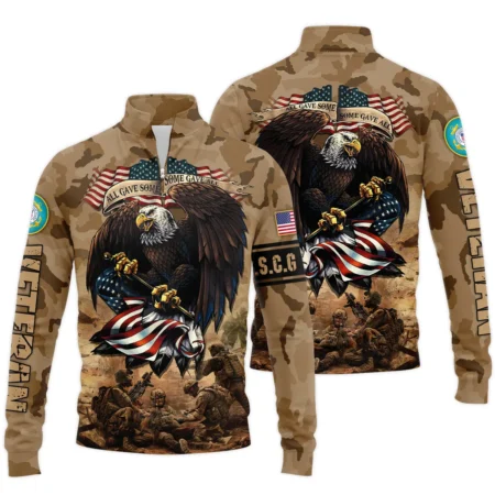 Veteran Camo Eagle All Gave Some Some Gave All U.S. Coast Guard Veterans All Over Prints Quarter-Zip Jacket