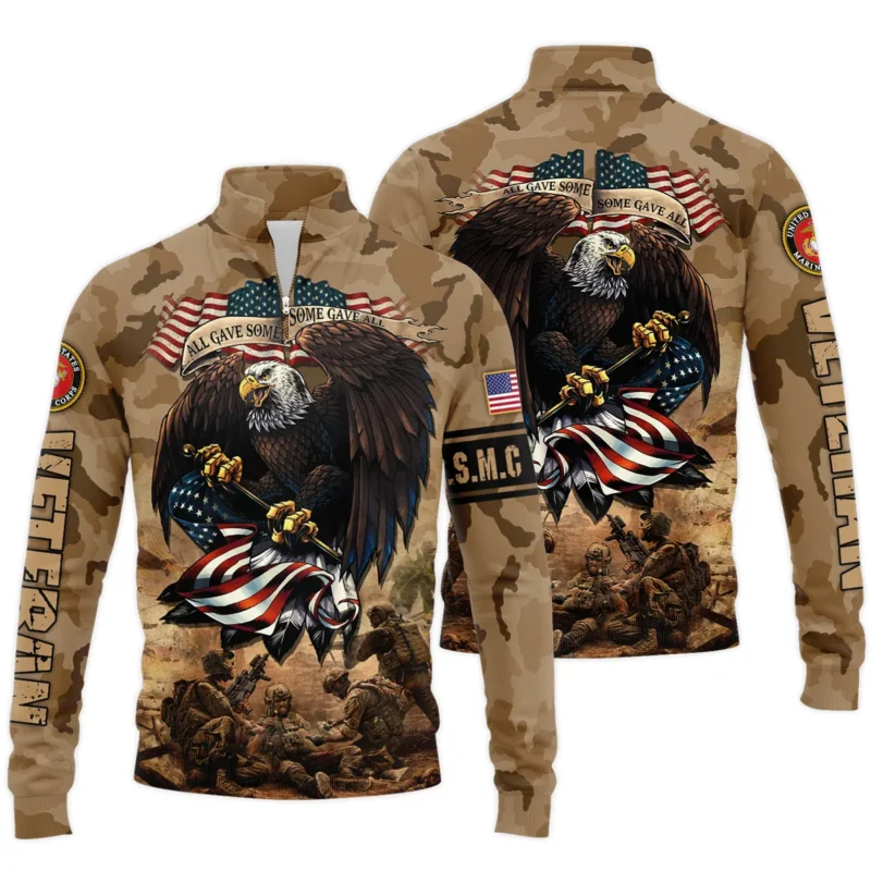 Veteran Camo Eagle All Gave Some Some Gave All U.S. Marine Corps Veterans All Over Prints Quarter-Zip Jacket