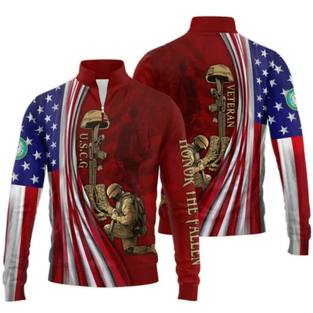 Veteran Us Flag Honor The Fallen U.S. Coast Guard Veterans All Over Prints Quarter-Zip Jacket