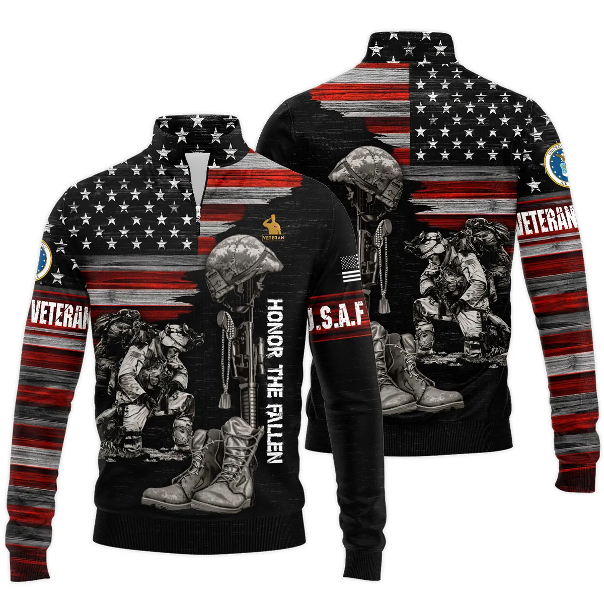 Veteran Honor The Fallen U.S. Air Force Veterans All Over Prints Quarter-Zip Jacket