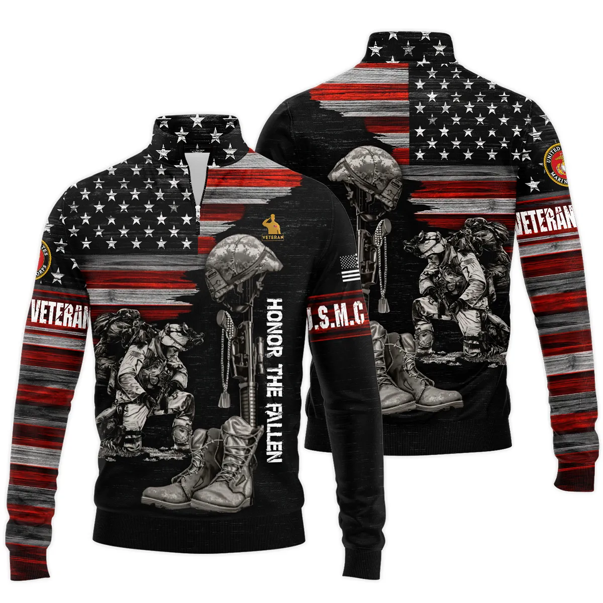 Veteran Honor The Fallen U.S. Marine Corps Veterans All Over Prints Quarter-Zip Jacket