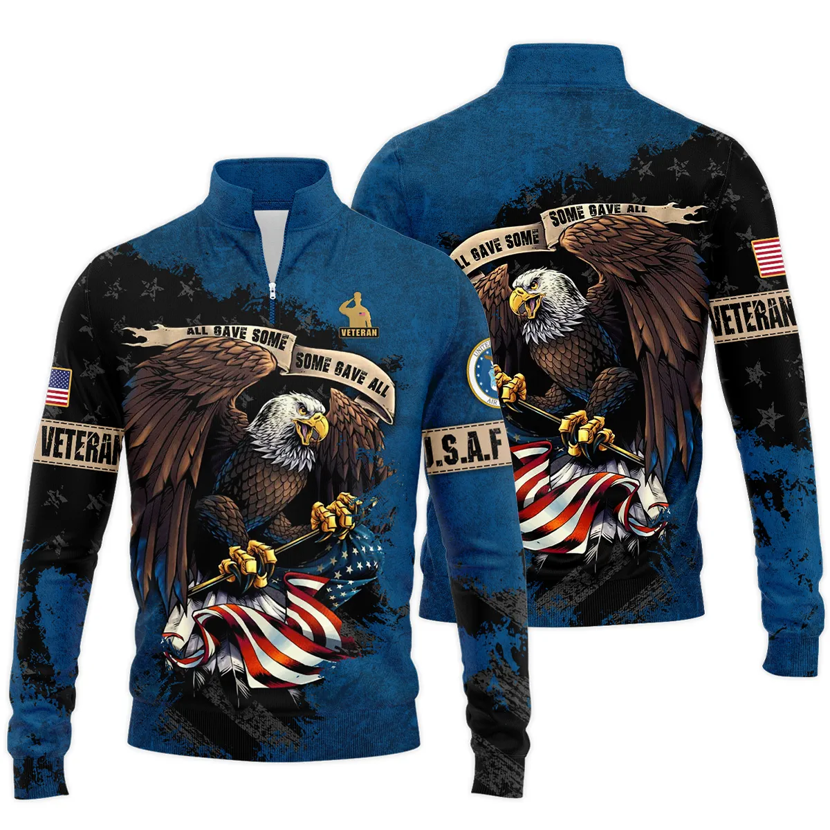 Veteran All Gave Some Some Gave All U.S. Air Force Veterans All Over Prints Quarter-Zip Jacket