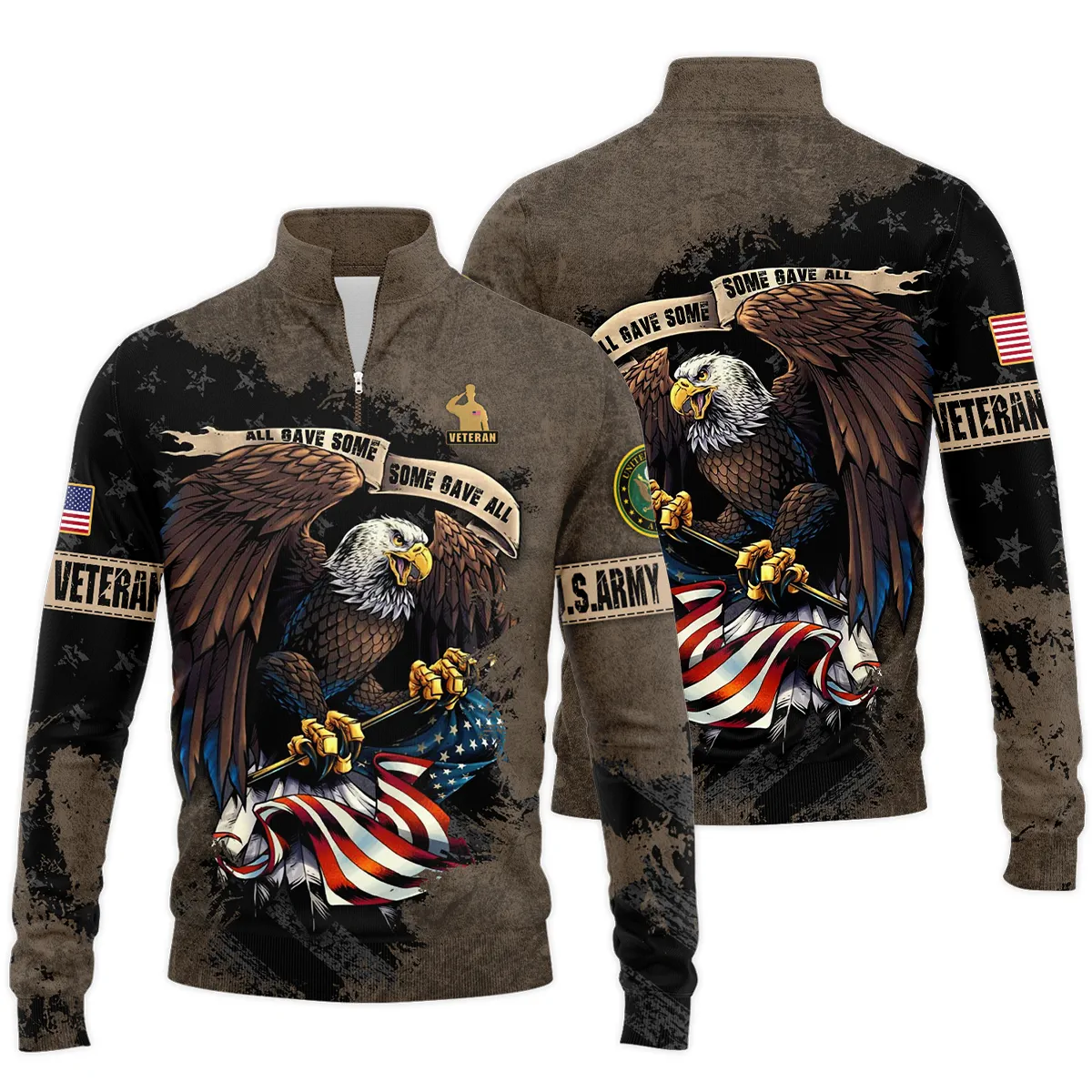 Veteran All Gave Some Some Gave All U.S. Army Veterans All Over Prints Quarter-Zip Jacket