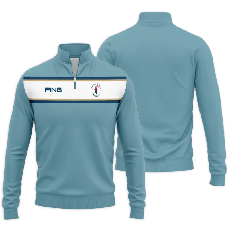 124th U.S. Open Pinehurst Golf Sport Mostly Desaturated Dark Blue Yellow Ping Quarter-Zip Jacket Style Classic