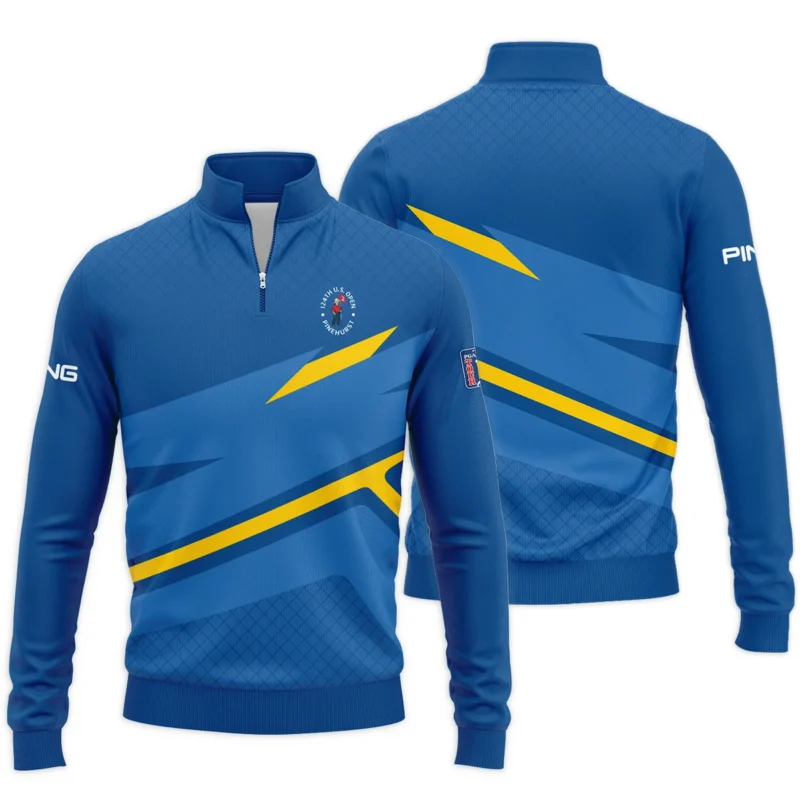 Ping 124th U.S. Open Pinehurst Blue Yellow Mix Pattern Quarter-Zip Jacket Style Classic