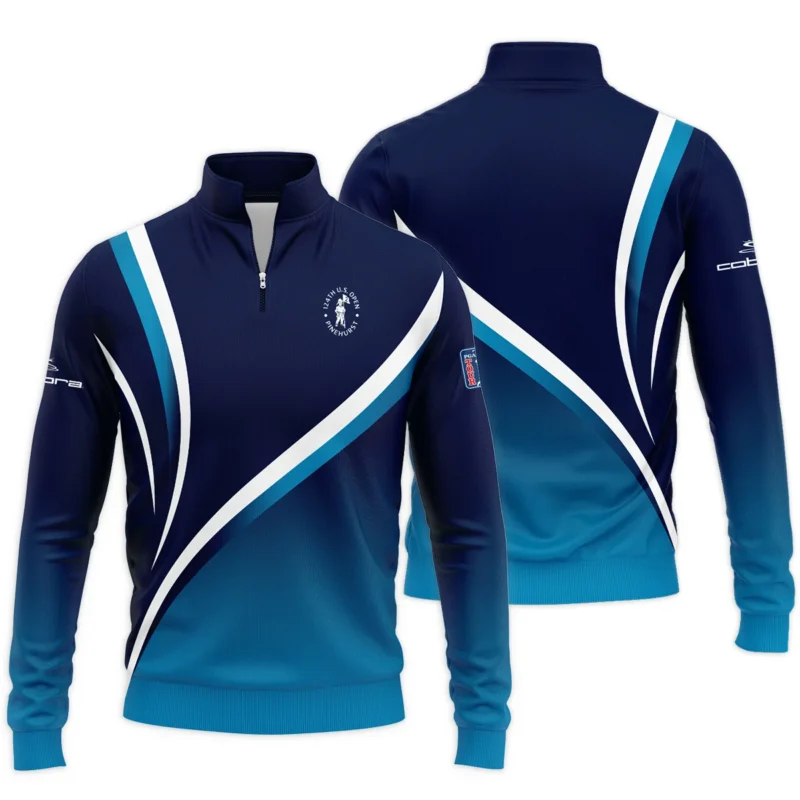 Cobra Golf 124th U.S. Open Pinehurst Dark Blue Gradient Abstract White Background  Quarter-Zip Jacket Style Classic