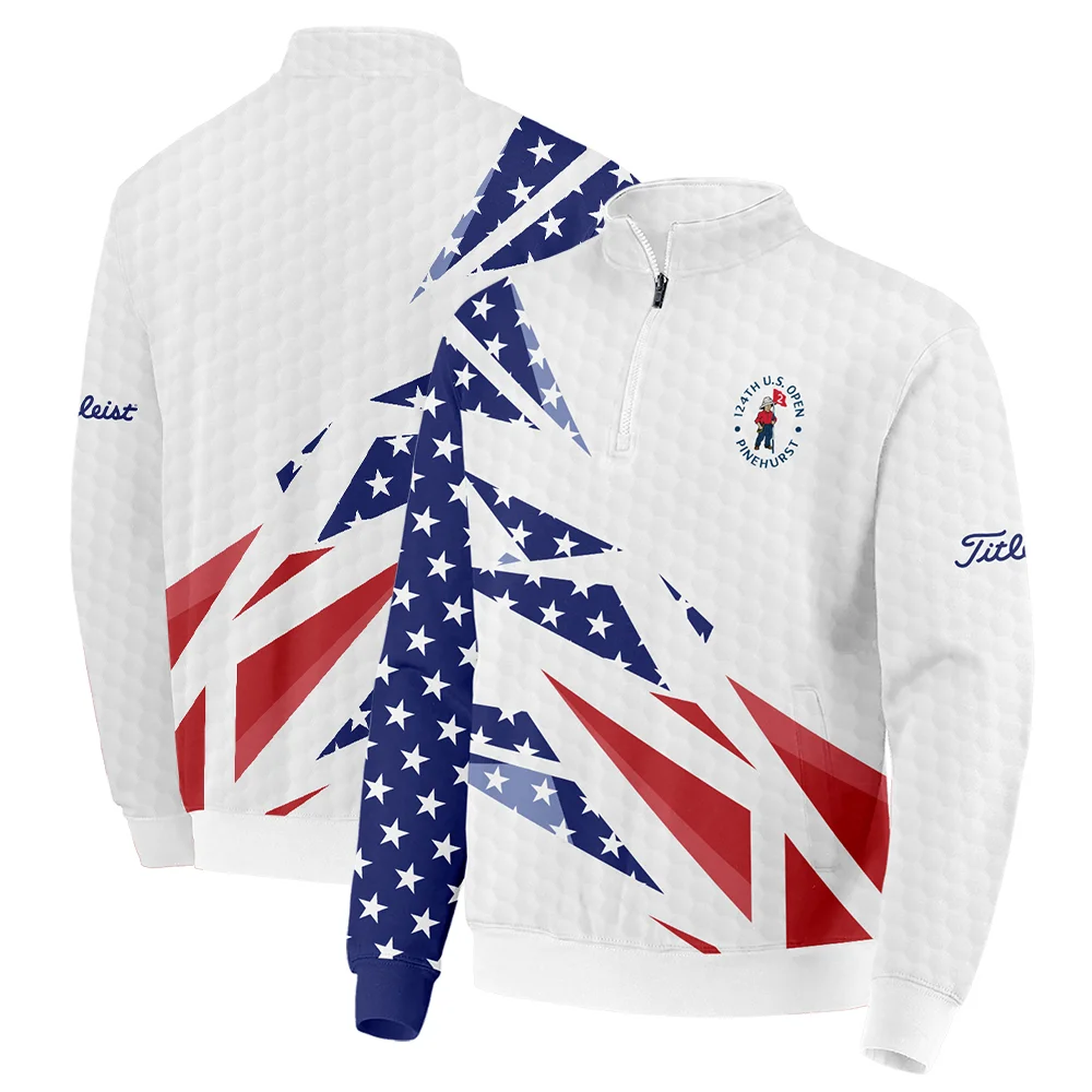 124th U.S. Open Pinehurst Titleist Zipper Hoodie Shirt Golf Pattern White USA Flag All Over Print Zipper Hoodie Shirt
