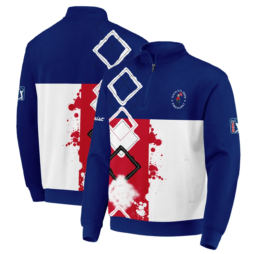 124th U.S. Open Pinehurst Titleist Bomber Jacket Blue Red White Pattern Grunge All Over Print Bomber Jacket