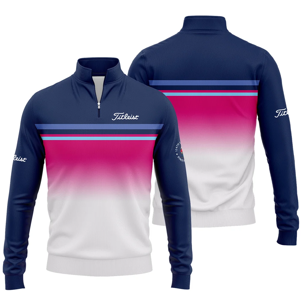 Sport Titleist 124th U.S. Open Pinehurst Long Polo Shirt White Strong Pink Very Dark Blue Pattern  All Over Print Long Polo Shirt For Men