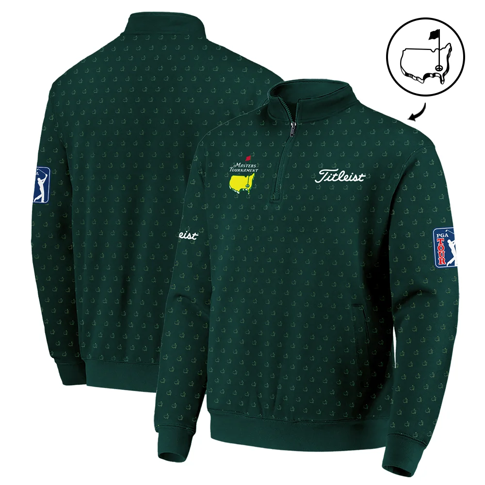 Golf Masters Tournament Titleist Quarter-Zip Jacket Logo Pattern Gold Green Golf Sports All Over Print Quarter-Zip Jacket