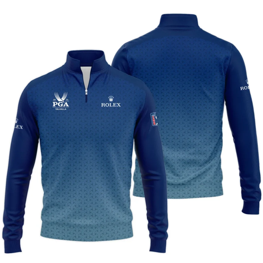 Golf Sport Pattern Blue Sport Uniform 2024 PGA Championship Valhalla Rolex Quarter-Zip Jacket Style Classic