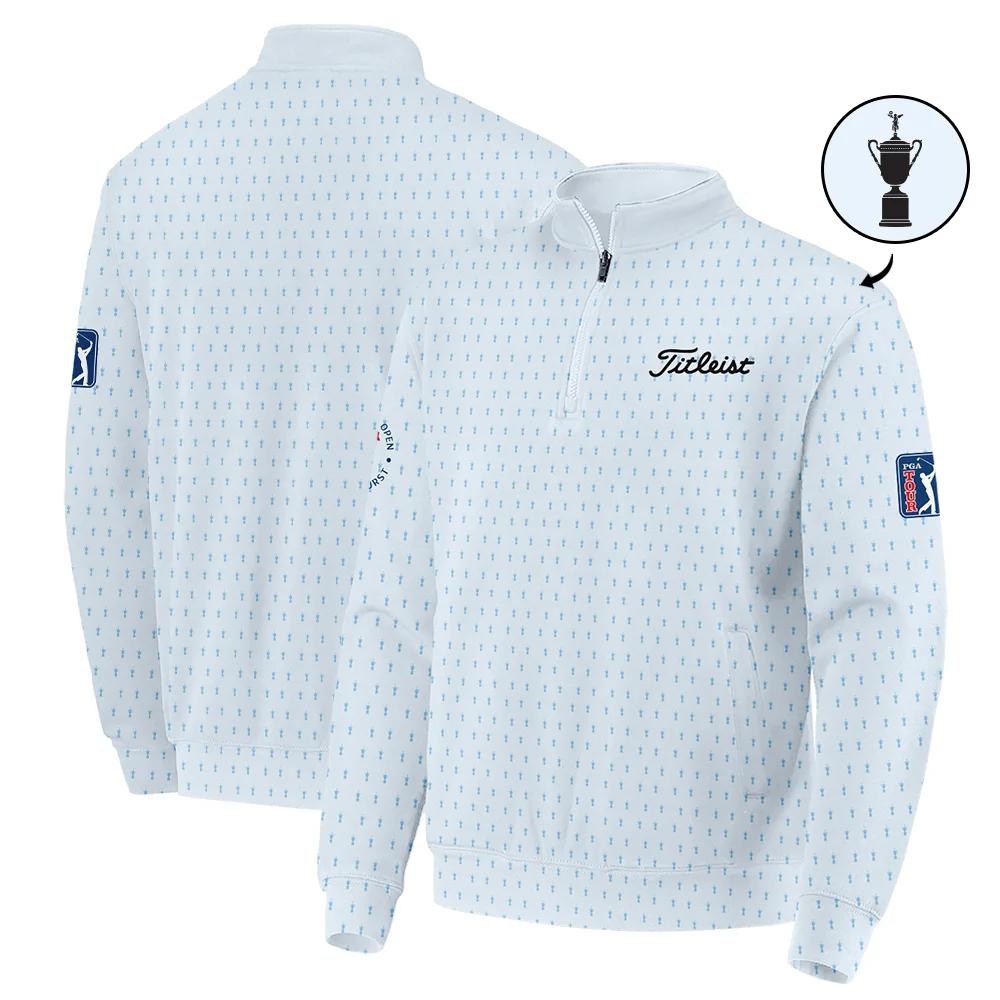 124th U.S. Open Pinehurst Titleist Quarter-Zip Jacket Sports Pattern Cup Color Light Blue All Over Print Quarter-Zip Jacket