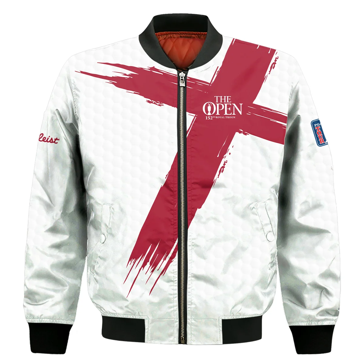 Titleist 152nd The Open Championship Golf Sport Bomber Jacket Red White Golf Pattern All Over Print Bomber Jacket