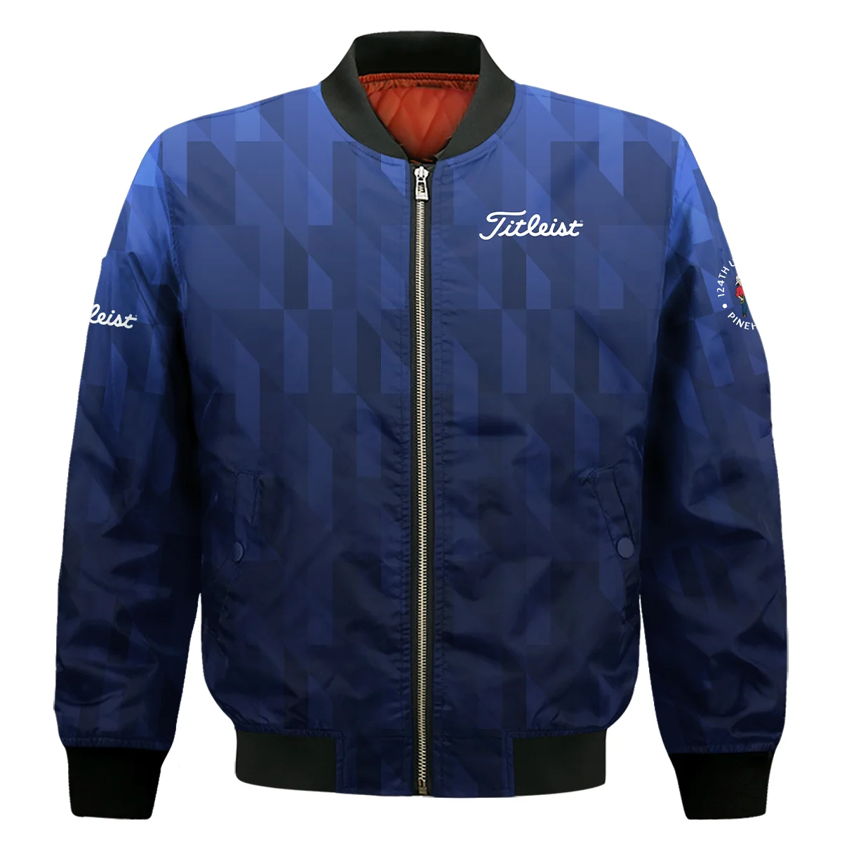 Titleist 124th U.S. Open Pinehurst Golf Sport Bomber Jacket Blue Fabric Geometric Pattern  All Over Print Bomber Jacket