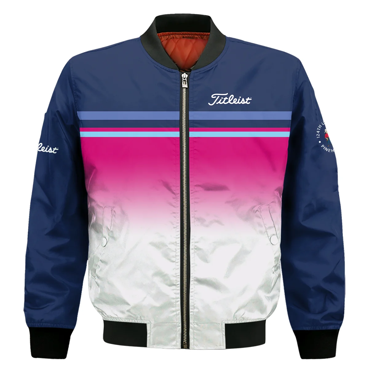 Sport Titleist 124th U.S. Open Pinehurst Bomber Jacket White Strong Pink Very Dark Blue Pattern  All Over Print Bomber Jacket