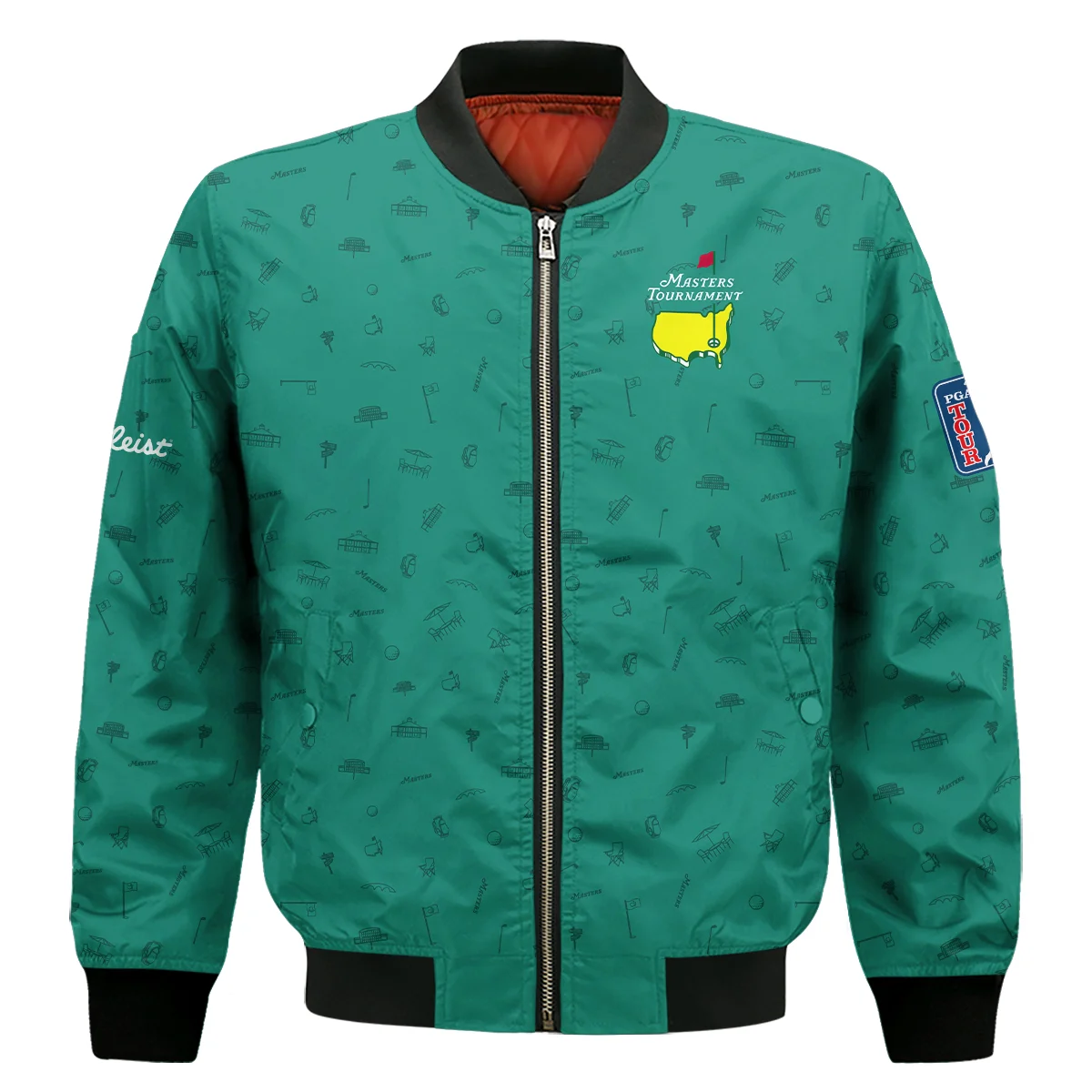 Golf Masters Tournament Titleist Bomber Jacket Augusta Icons Pattern Green Golf Sports All Over Print Bomber Jacket