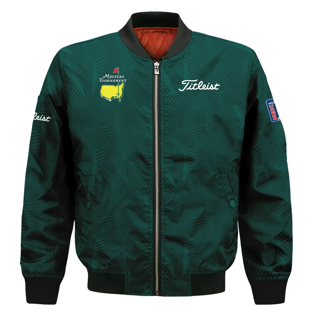 Abstract Pattern Lines Forest Green Masters Tournament Titleist Bomber Jacket Style Classic Bomber Jacket