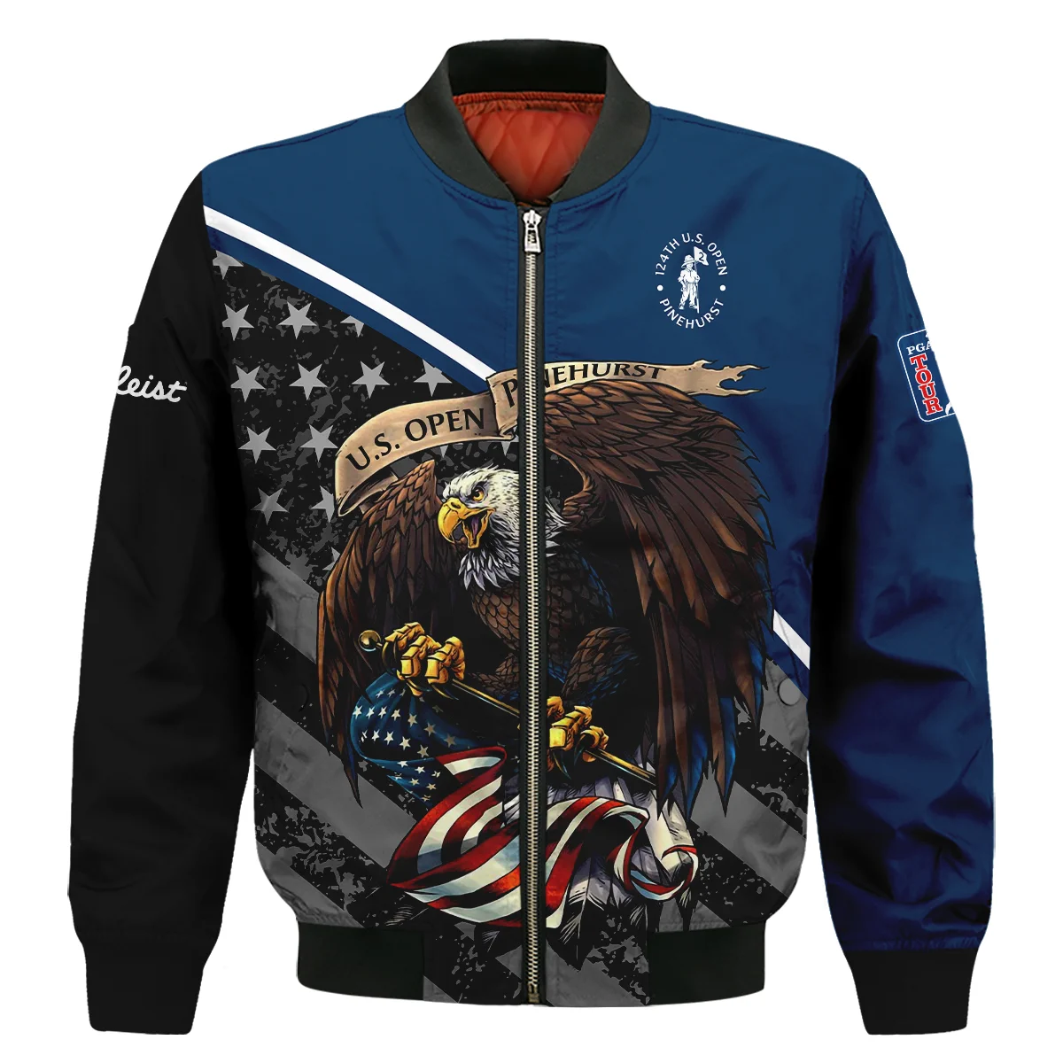 Special Version 124th U.S. Open Pinehurst Titleist Zipper Hoodie Shirt Color Blue Eagle USA  Zipper Hoodie Shirt