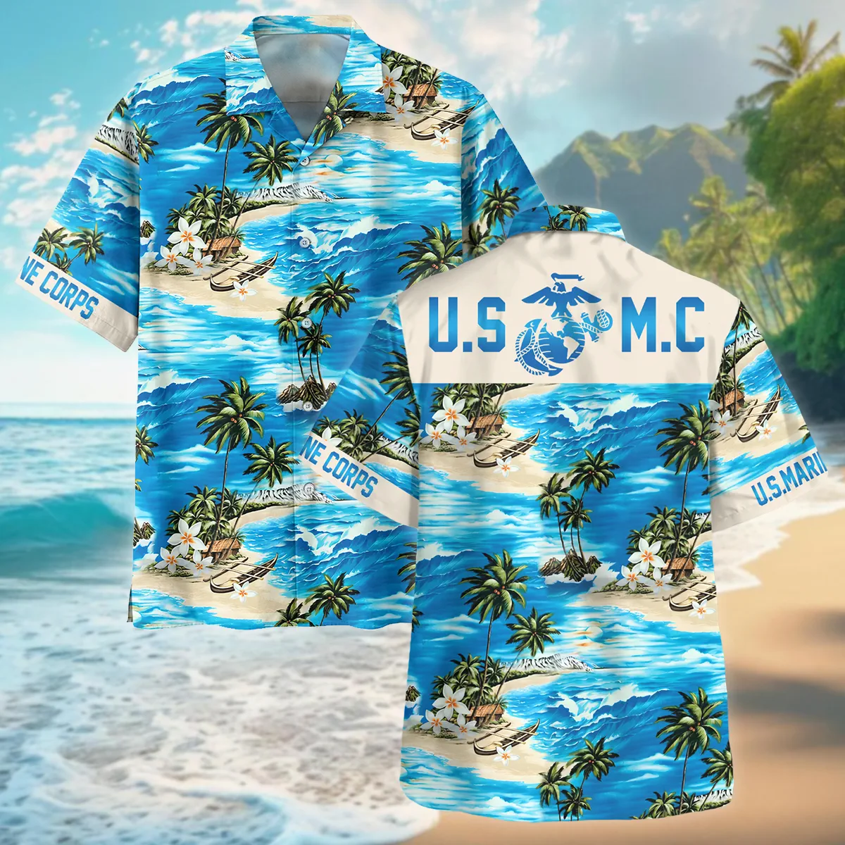 Hawaii Style Palm Tree U.S. Marine Corps Premium T-Shirt All Over Prints Gift Loves
