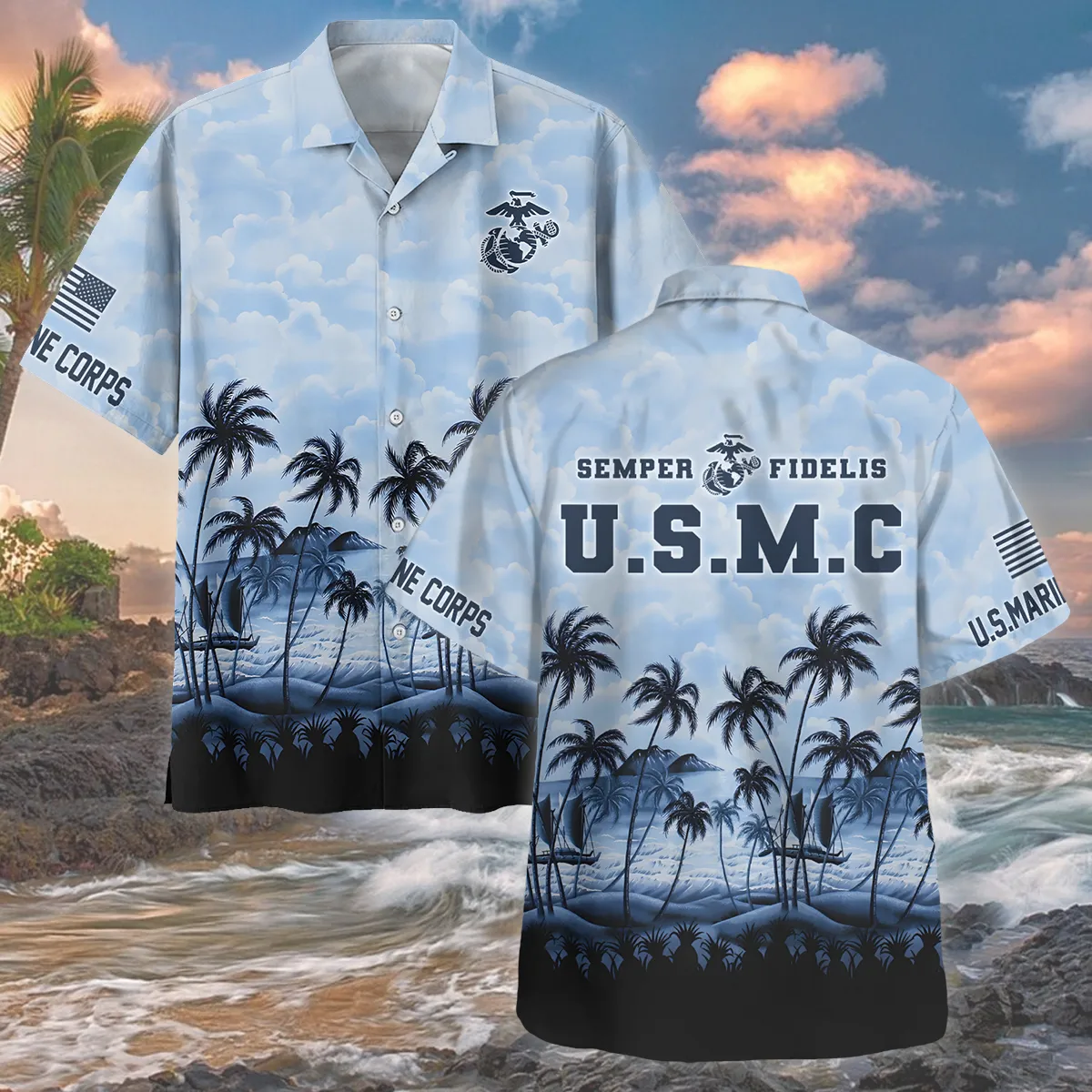United States Armed Forces U.S. Marine Corps Oversized Hawaiian Shirt All Over Prints Gift Loves HBLVTR100524A01MC3HW