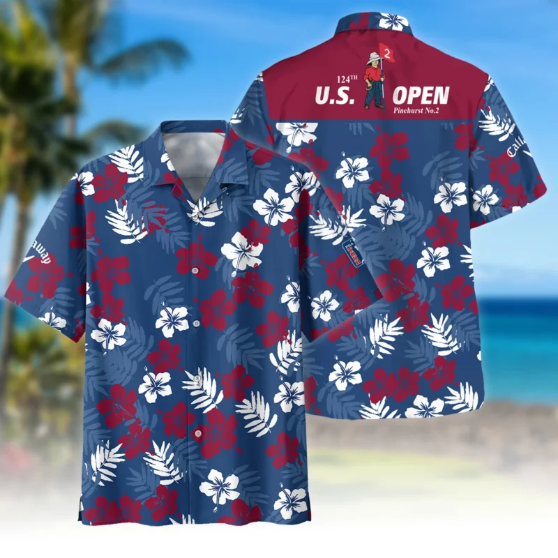 Flower Blue Red White Tropical 124th U.S. Open Pinehurst Callaway Oversized Hawaiian Shirt All Over Prints Gift Loves