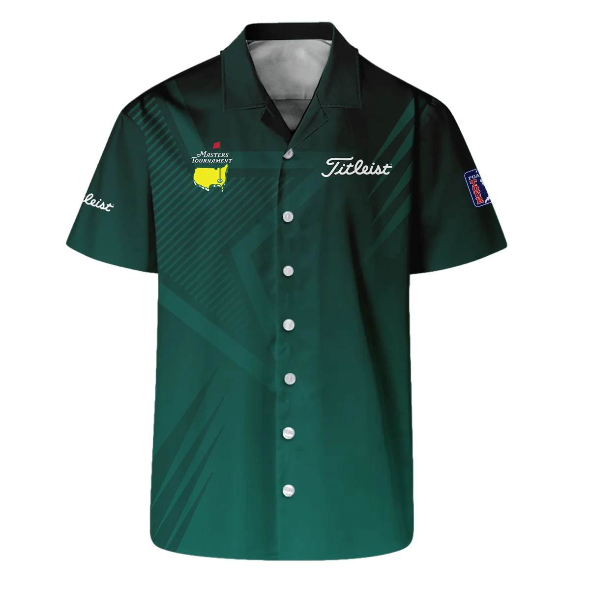 Sports Titleist Masters Tournament Long Polo Shirt Star Pattern Dark Green Gradient Golf Long Polo Shirt For Men