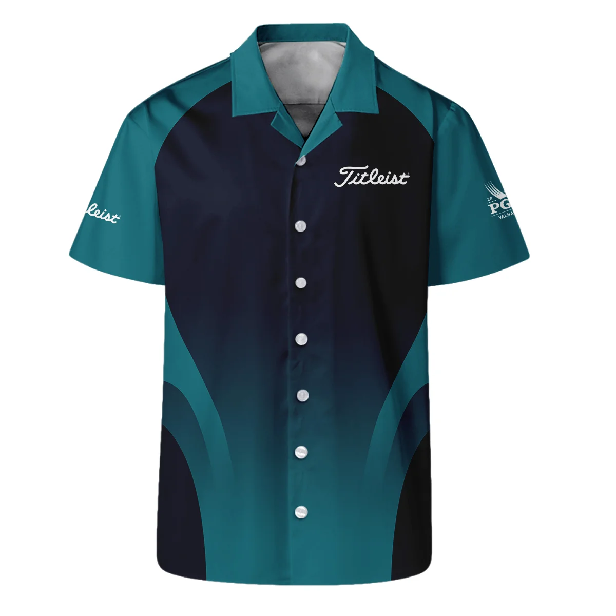 2024 PGA Championship Titleist Golf Hawaiian Shirt Dark Cyan Very Dark Blue Gradient Golf Sports All Over Print Oversized Hawaiian Shirt