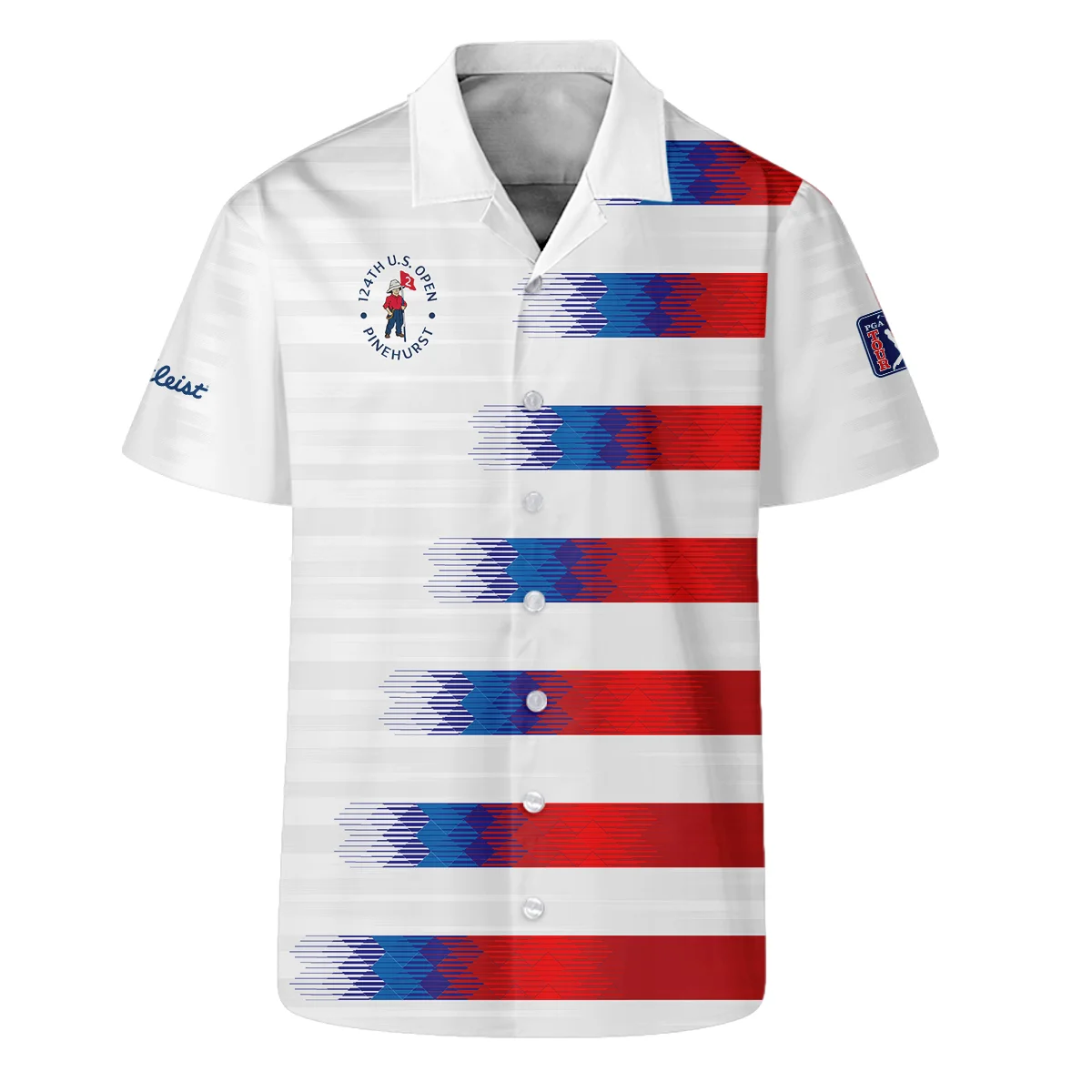 Titleist 124th U.S. Open Pinehurst Golf Sport Polo Shirt Blue Red White Abstract All Over Print Polo Shirt For Men