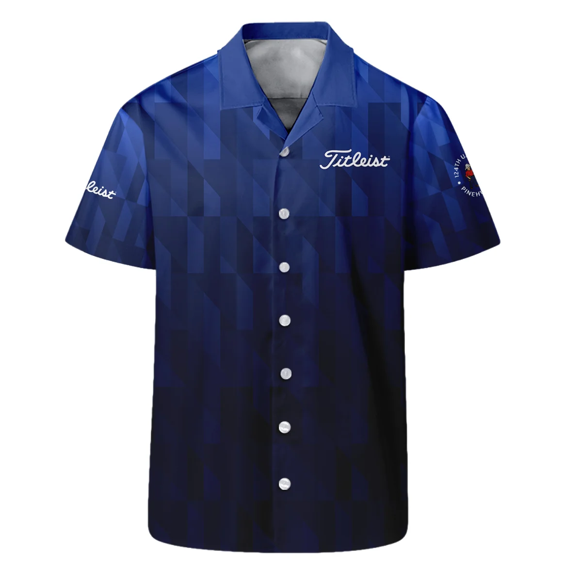 Titleist 124th U.S. Open Pinehurst Golf Sport Hawaiian Shirt Blue Fabric Geometric Pattern  All Over Print Oversized Hawaiian Shirt