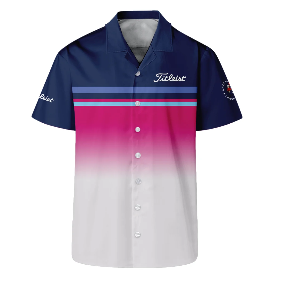Sport Titleist 124th U.S. Open Pinehurst Hawaiian Shirt White Strong Pink Very Dark Blue Pattern  All Over Print Oversized Hawaiian Shirt