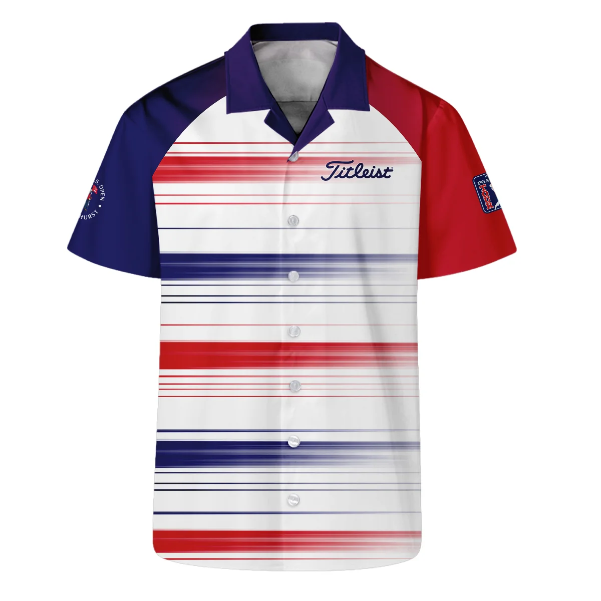 Sport Titleist 124th U.S. Open Pinehurst Hawaiian Shirt Straight Lines Blue Red Oversized Hawaiian Shirt